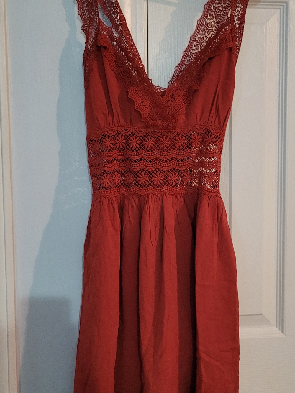 Forever 21 Rust Lace-Trim Midi Dress